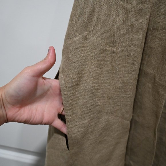 ESKANDAR Size 0 Tan Linen A-Line Heavy Vest Jacket | Size 0 - Picture 4 of 8